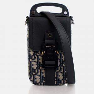 Dior Oblique Canvas Vertical Saddle Pouch With Strap