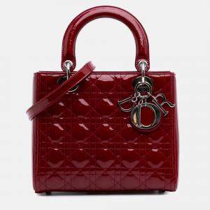 Dior Red Medium Patent Cannage Lady Dior