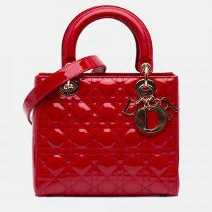 Dior Red Medium Patent Cannage Lady Dior
