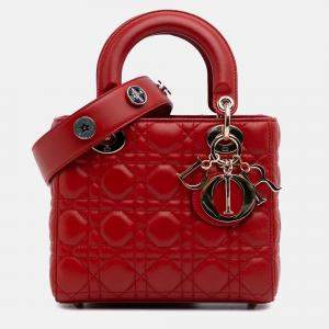Dior Red Small Lambskin Cannage My ABCDior Lady Dior