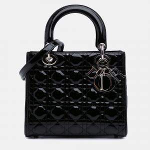 Dior Black Medium Patent Cannage Lady Dior
