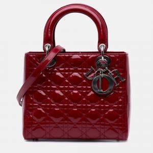Dior Red Medium Patent Cannage Lady Dior