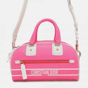 Dior Vibe Pink/White Leather Small 2Way Bowling Bag