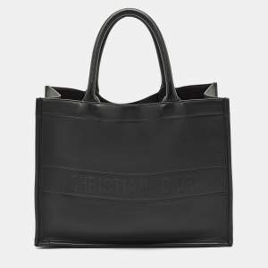 Dior Black Embossed Leather Medium Book Tote
