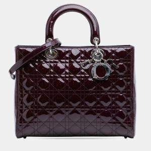 Dior Lady Dior Large Purple Patent Cannage Leather Bag