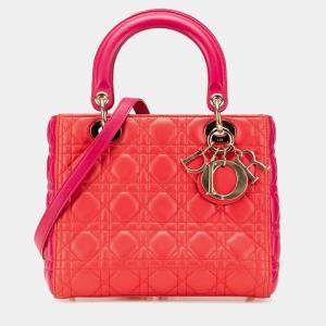 Dior Lady Dior Medium Red Lambskin Cannage Bag