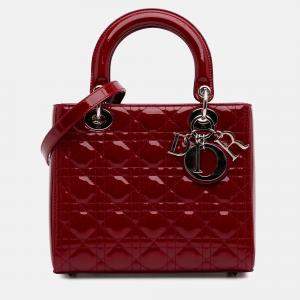 Dior Red Medium Patent Cannage Lady Dior