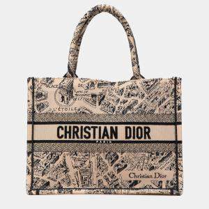 Dior Beige Medium Embroidered Canvas Plan de Paris Book Tote