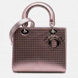 Dior Purple Medium Metallic Patent Microcannage Lady Dior