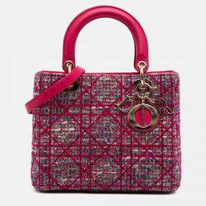 Dior Pink Medium Tweed Macrocannage Lady Dior