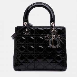 Dior Black Medium Patent Cannage Lady Dior