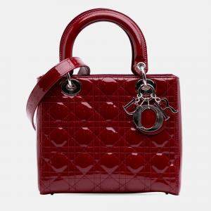 Dior Red Medium Patent Cannage Lady Dior