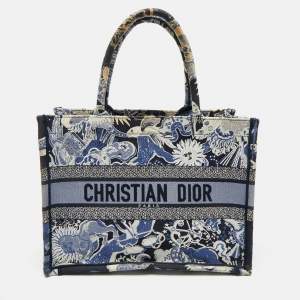 Dior Navy Blue Embroidered Canvas Zodiac Fantastico Book Tote 