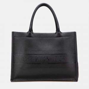 Dior Black Medium Embossed Leather Book Tote