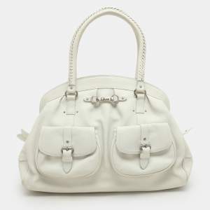 Dior White Leather My Dior Pocket Frame Satchel