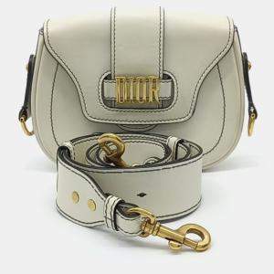 Dior White Leather Defense Saddle Bag
