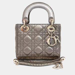 Pre Owned Dior Metallic Leather Lady Mini Bag 