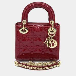 Pre Owned Dior Red Patent Leather Lady Mini Bag