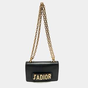 Pre Owned Dior Black Leather Mini J'Adior Chain Flap Bag