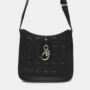 Pre Owned Dior Cannage Messenger Blackm1022Ppcd Coating Canvas