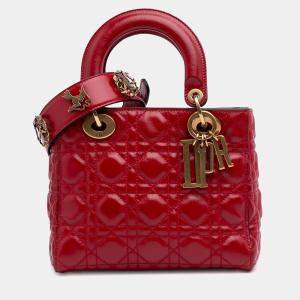 Pre Owned Dior Red Small Calfskin Cannage My ABCDior Lady Dior