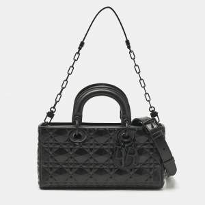 Dior Black Diamond Cannage Leather Medium Lady D-Joy Tote
