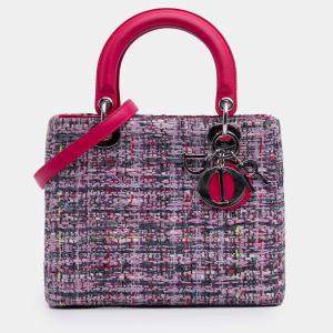 Pre Owned Dior Pink Medium Tweed Lady Dior