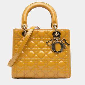 Dior Brown Medium Patent Cannage Lady Dior