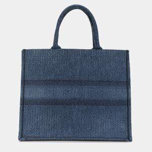 Dior Blue Large Oblique Denim Book Tote