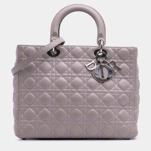 Dior Purple Large Lambskin Cannage Lady Dior