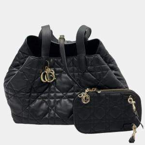 Christian Dior Toujours Medium Black Macro Cannage Calfskin Tote Bag
