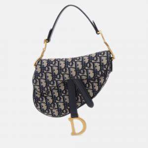 Christian Dior Saddle bag Mini Oblique Jacquard Handbag Navy
