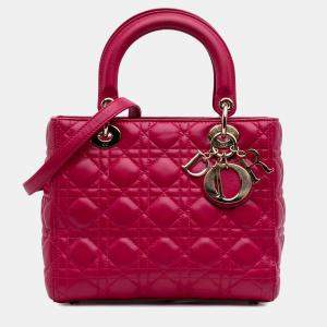 Dior Pink Medium Lambskin Cannage Lady Dior