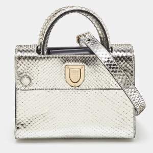 Dior Metallic Silver Python Mini Diorever Tote