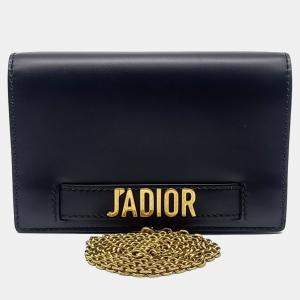 Pre Owned Dior Black Leather JaDior Mini Chain Crossbody Bag