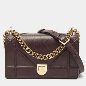 Dior Burgundy Cannage Leather Small Diorama Flap Bag