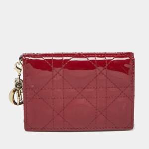 Dior Red Patent Leather Lady Dior Bloom Card Holder