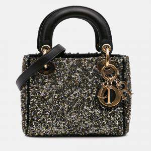Dior Lady Dior Mini Satin Sequin Embroidered Bag