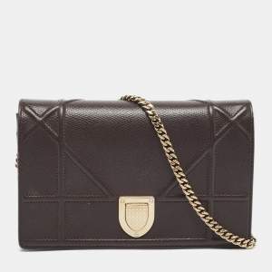 Dior Burgundy Leather Mini Diorama Chain Bag