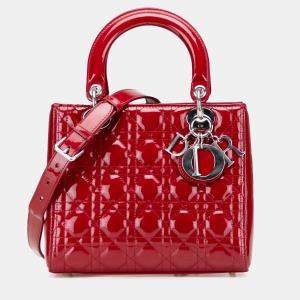 Dior Red Medium Patent Cannage Lady Dior