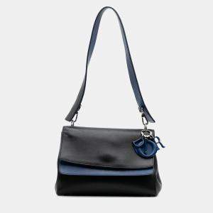 Dior Black Blue Medium Calfskin Be Dior Double Flap
