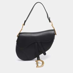 Dior Black Leather Saddle Bag