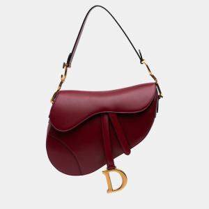 Dior Red Smooth Calfskin Saddle Bag