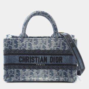 Christian Dior Dior Bo Tote Book Tote Mini Handbag Denim  Blue