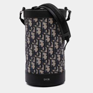 Pre Owned Dior Blue Oblique Canvas Thermo Bottle Holder