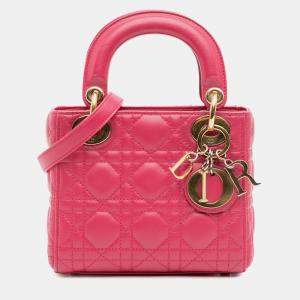 Dior Pink Mini Lambskin Cannage Lady Dior
