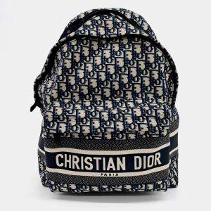 Dior Navy Blue Fabric Oblique Backpack
