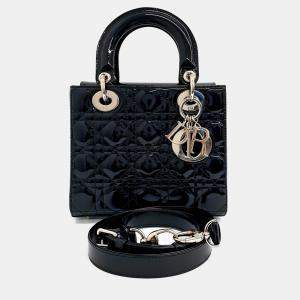 Pre Owned Dior Black Patent Leather Lady Bag Small