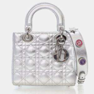 Pre Owned Christian Dior My Lady Dior Small Lucky Badges Calfskin Handbag