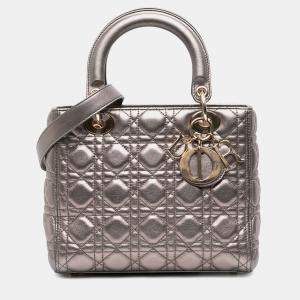 Pre Owned Dior Gold Medium Lambskin Cannage Lady Dior